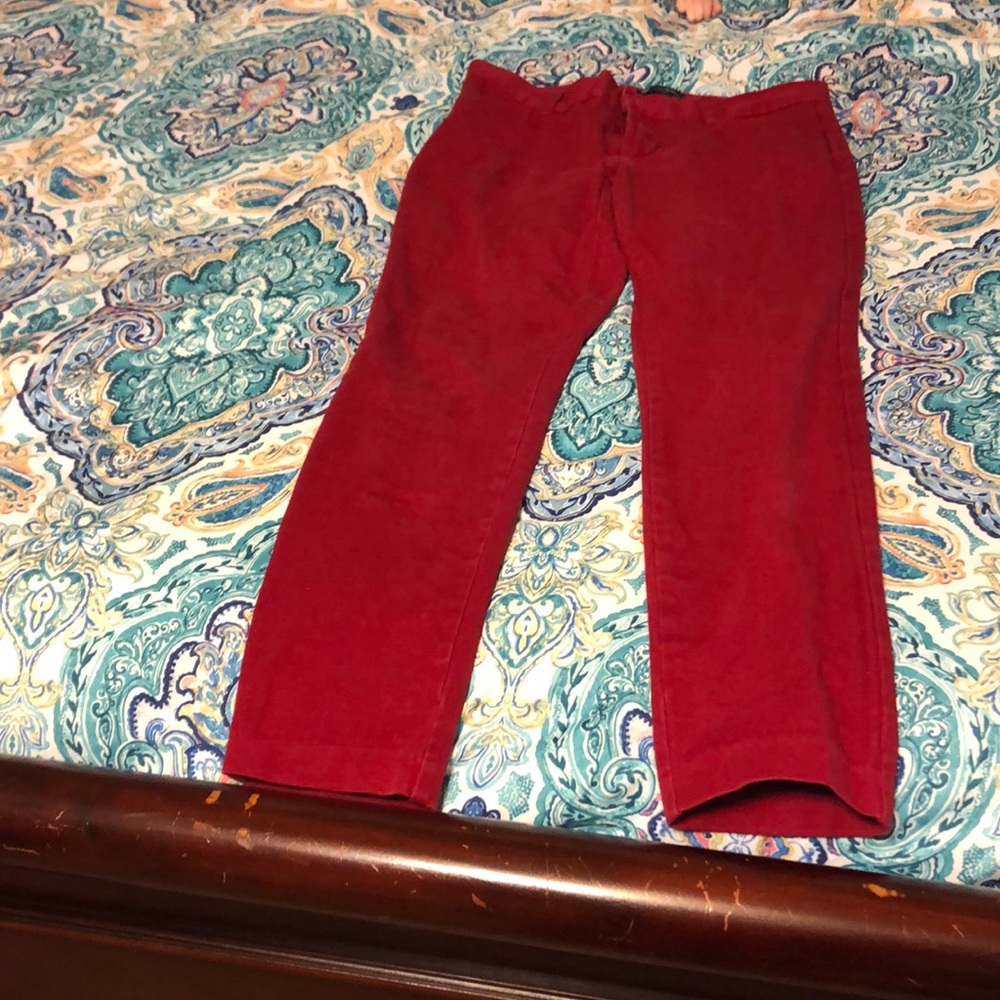 Red ankle jeans